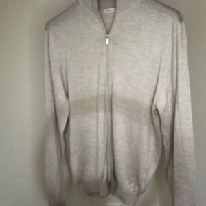 Suitsupply Light Gray Zip-Up Sweater Silk/Cashmere